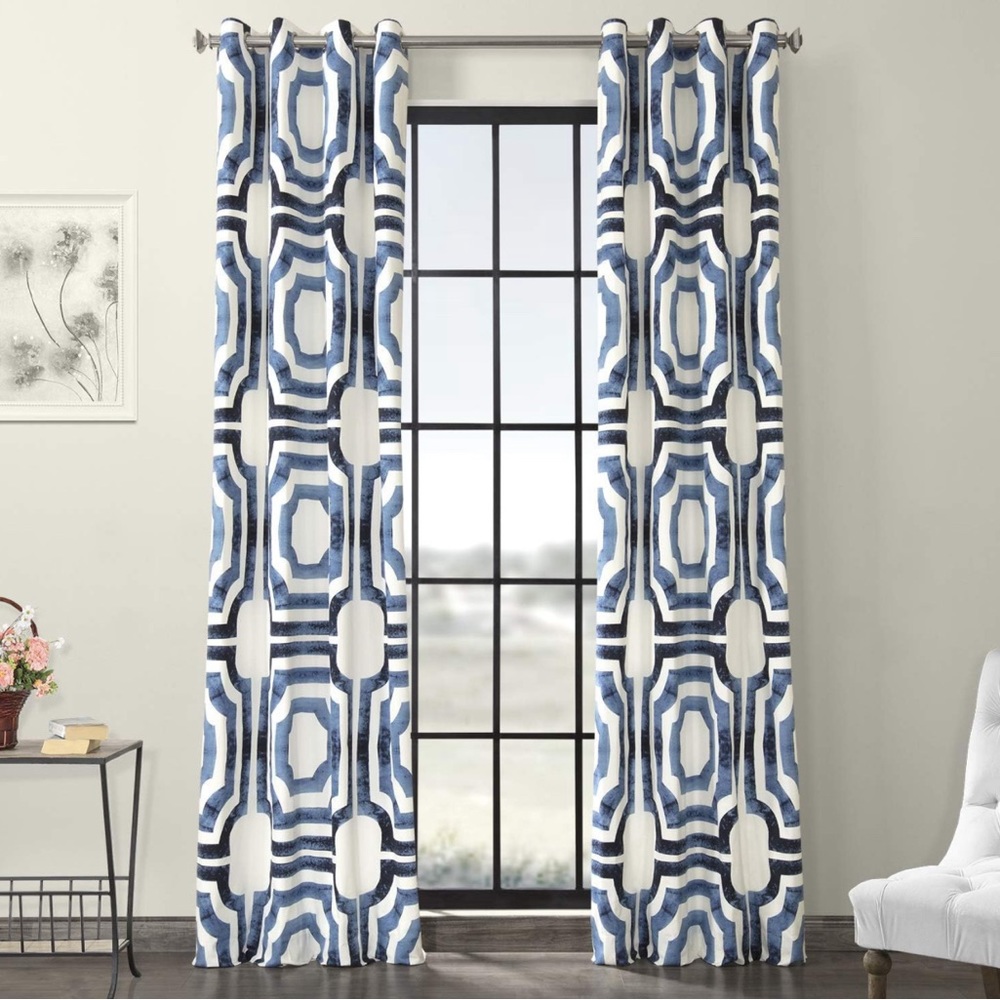 Gently used. Drapes Grommet Printed Cotton Curtains 50x108